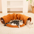 Load image into Gallery viewer, 2-in-1 Cat Tunnel Bed with Cushion, Soft Plush Cat Sleeping Tunnel & Mat

