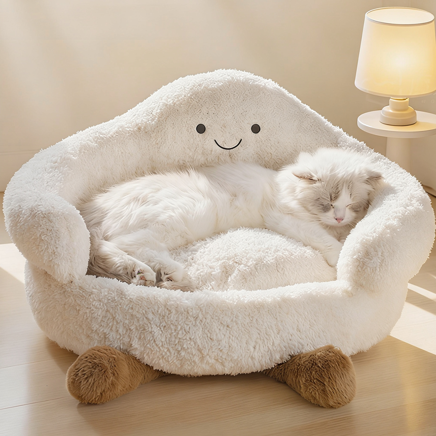 Cloud Hug Plush Cat Sofa Bed – Warm High-Back Cozy Pet Bed for Cats & Small Dogs