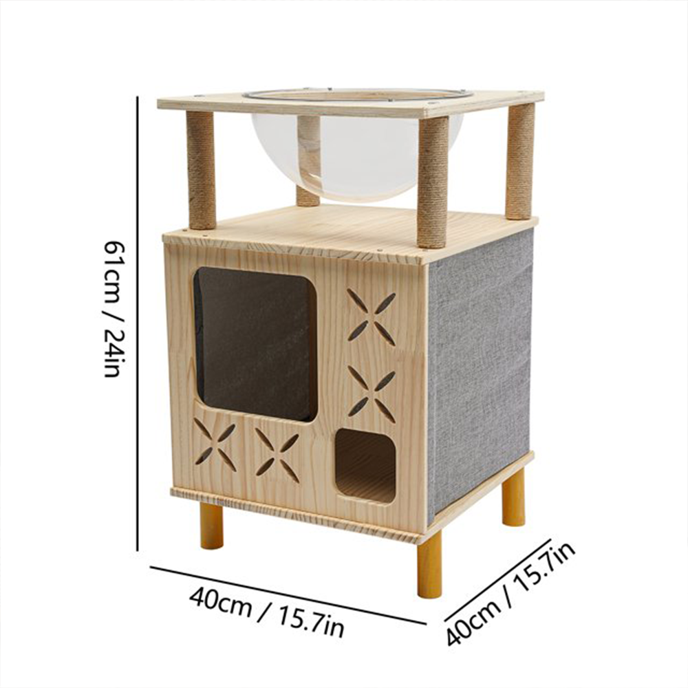 All-in-One Cat Climbing Frame with Enclosed Condo & Clear Space Capsule
