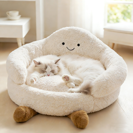 Cloud Hug Plush Cat Sofa Bed – Warm High-Back Cozy Pet Bed for Cats & Small Dogs