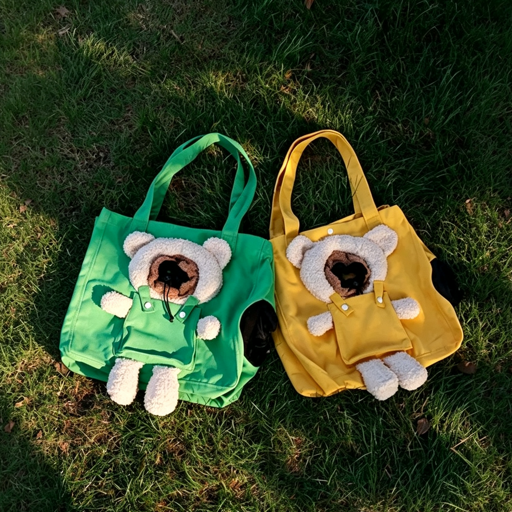 Roomy Bear Canvas Pet Carrier Tote