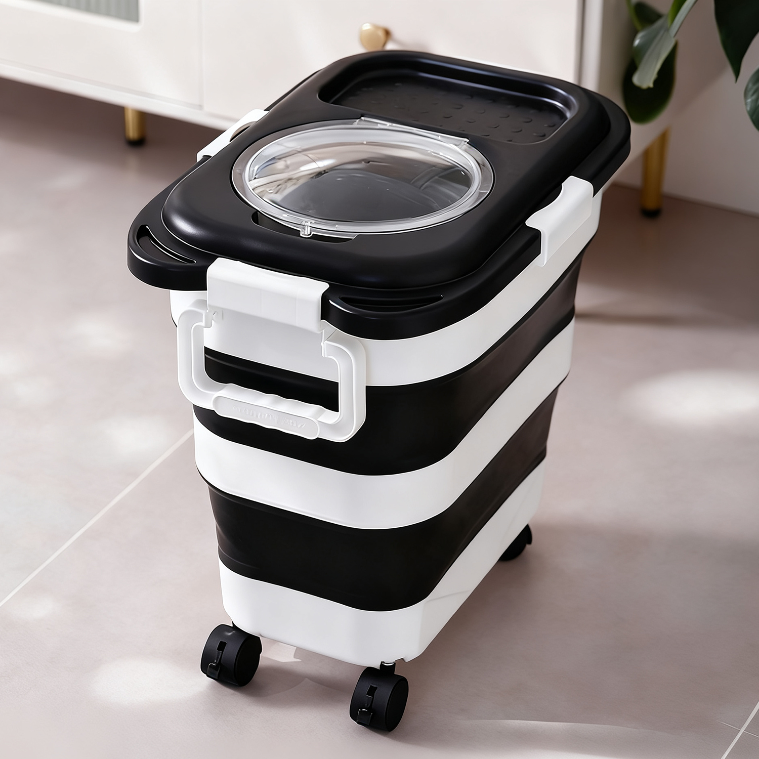 Collapsible Pet Food Storage Container with Wheels and Scoop – Airtight Bin for Dog, Cat & Small Animal Food