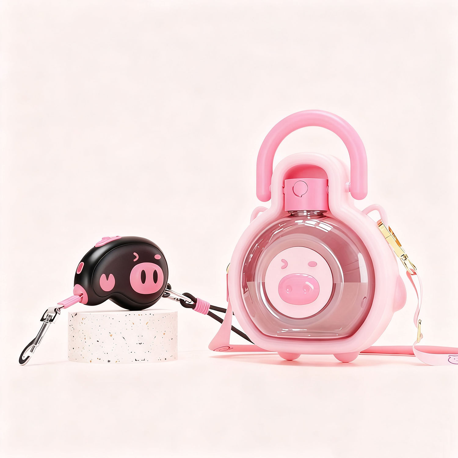 Bean-Shaped Pig Travel Pet Bottle – Cute Portable Water Dispenser for Cats & Dogs | GraviPaw