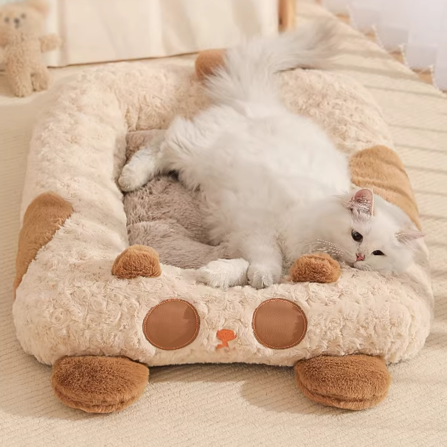 Panda Pet Sleeping Bed with Raised Edges