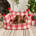Load image into Gallery viewer, Christmas Plaid Plush Pet Sofa Bed – Thickened Warm Dog & Cat Couch with Raised Backrest
