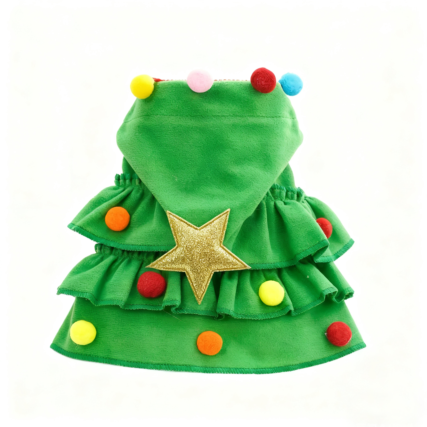 Christmas Tree Pet Cloak with Hood