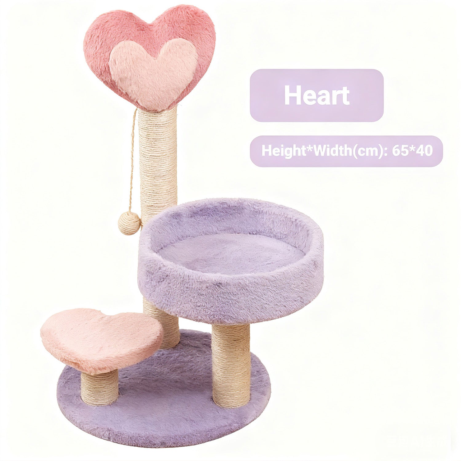 Plush Heart Cat Tower | Soft Multi-Level Scratching Post & Cozy Rest Bed for Cats