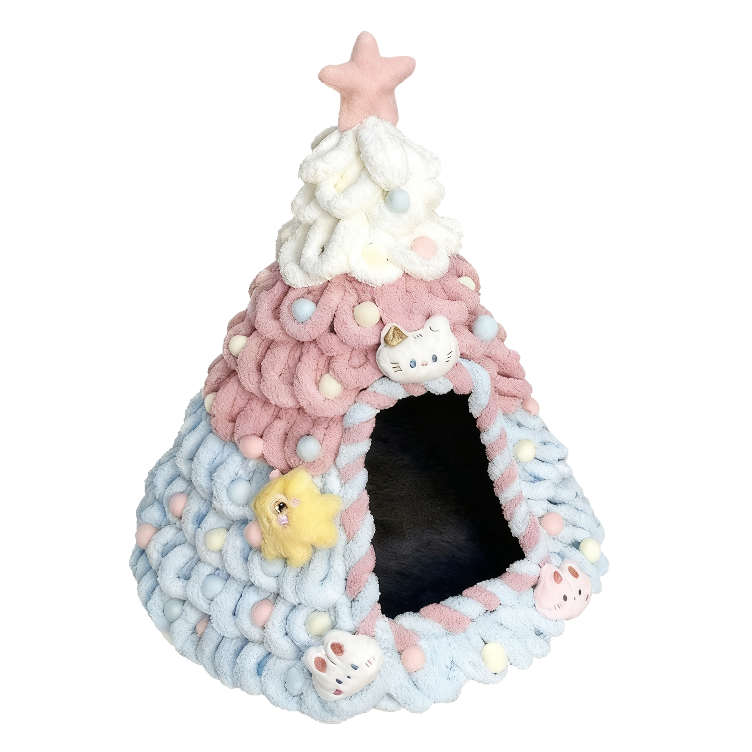 DIY Christmas Tree Cat House Kit – Felt Pet Bed with Ornaments | Build-Your-Own Christmas Hideaway for Cats & Kittens