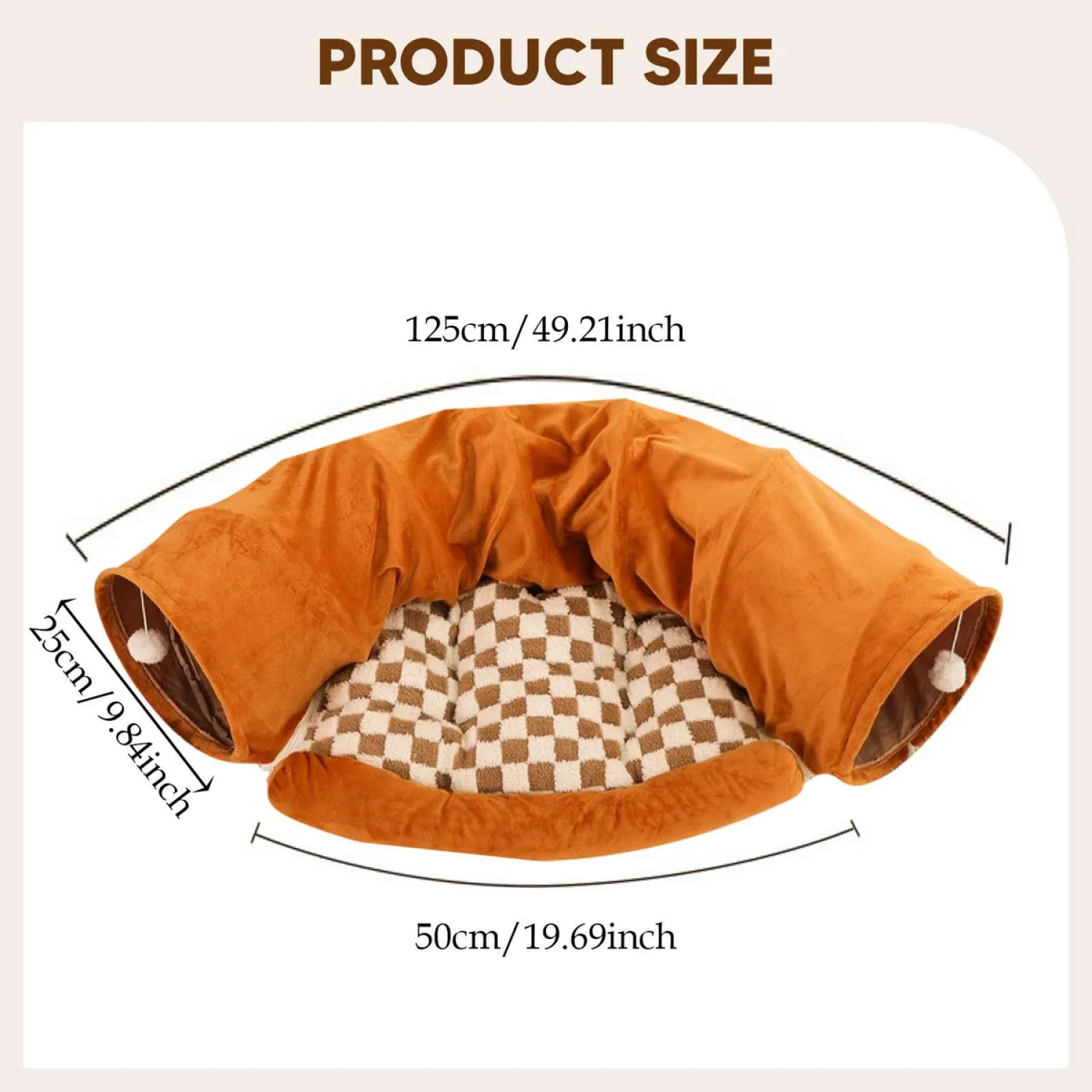 2-in-1 Cat Tunnel Bed with Cushion, Soft Plush Cat Sleeping Tunnel & Mat