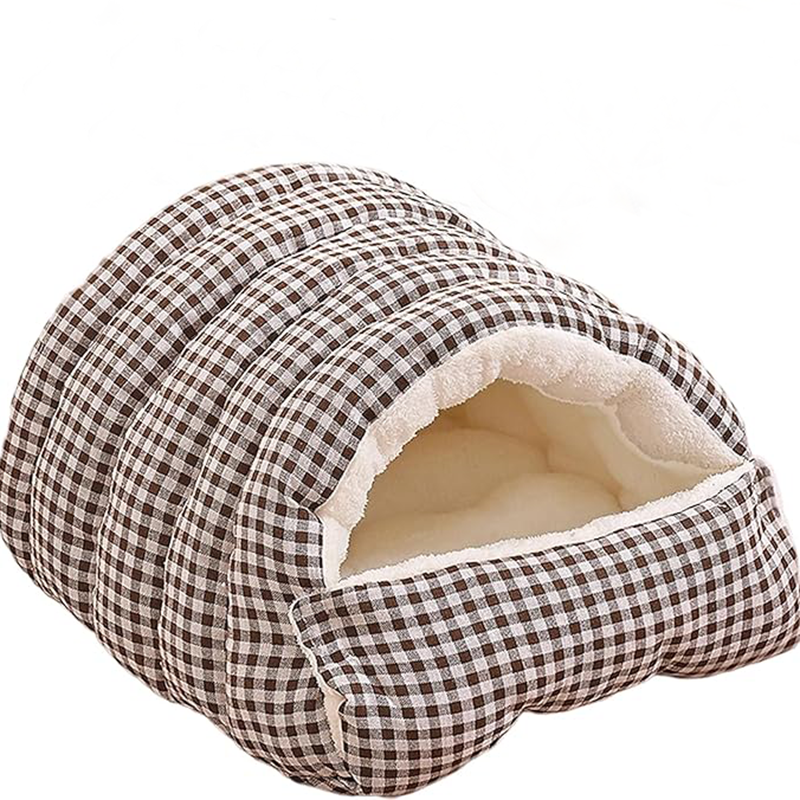 Winter Cozy 2-in-1 Pet Cave Bed with Removable Cushion – Warm Cat & Small Dog Nest