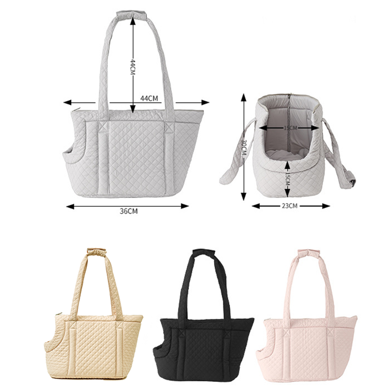 Quilted Soft Pet Carrier Tote – Lightweight Travel Bag for Cats & Small Dogs