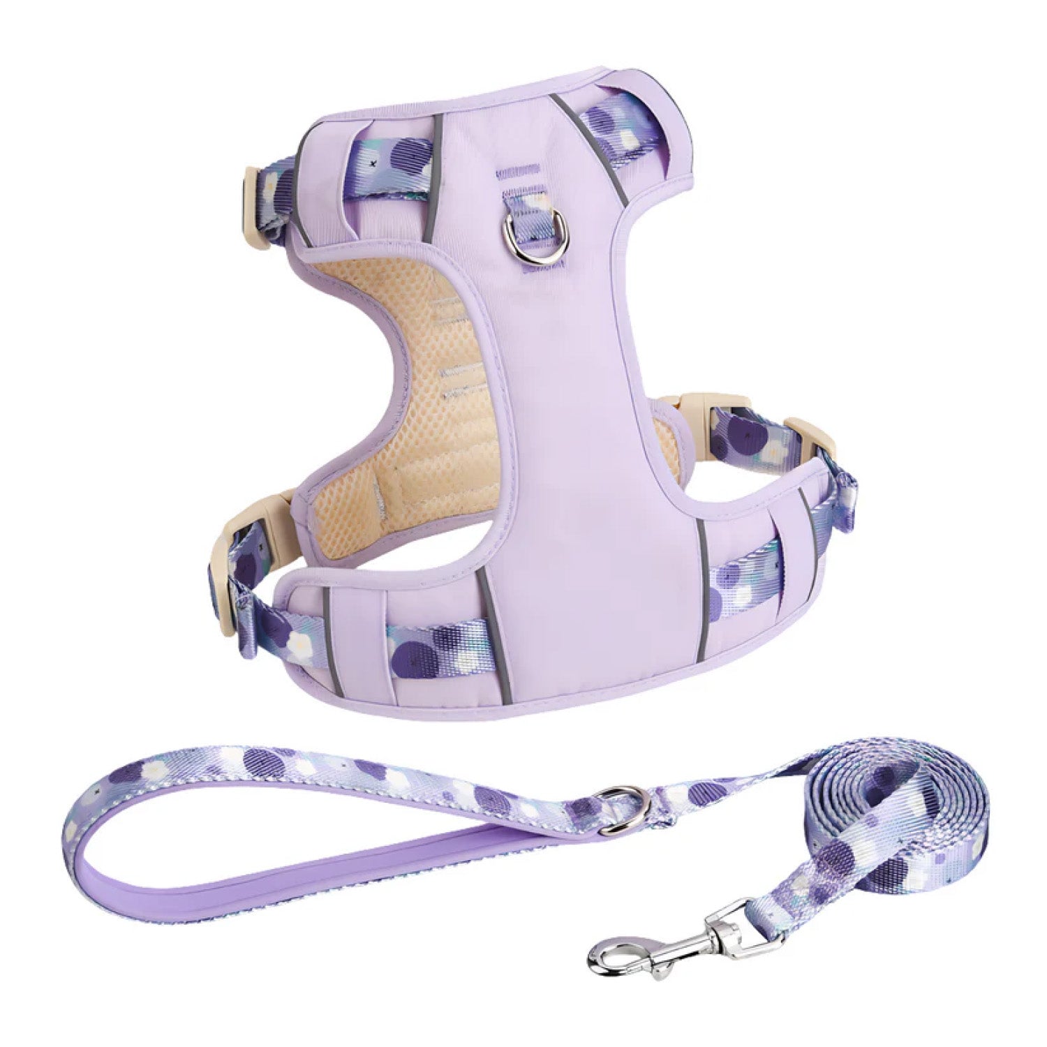 Dog Summer Fruit Breathable Harness & Leash Set (BlueBerry Purple)