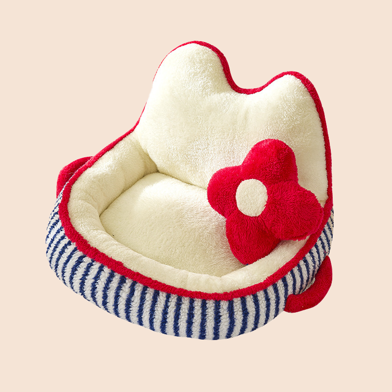 Flower Backrest Cozy Cat & Dog Sofa Bed – Washable Plush Pet Couch for All Seasons