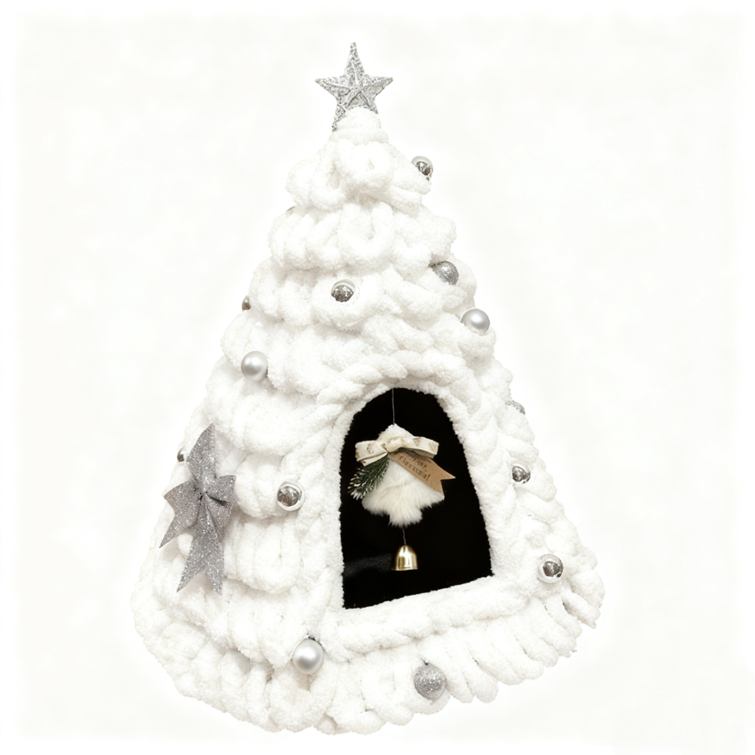 DIY Christmas Tree Cat House Kit – Felt Pet Bed with Ornaments | Build-Your-Own Christmas Hideaway for Cats & Kittens