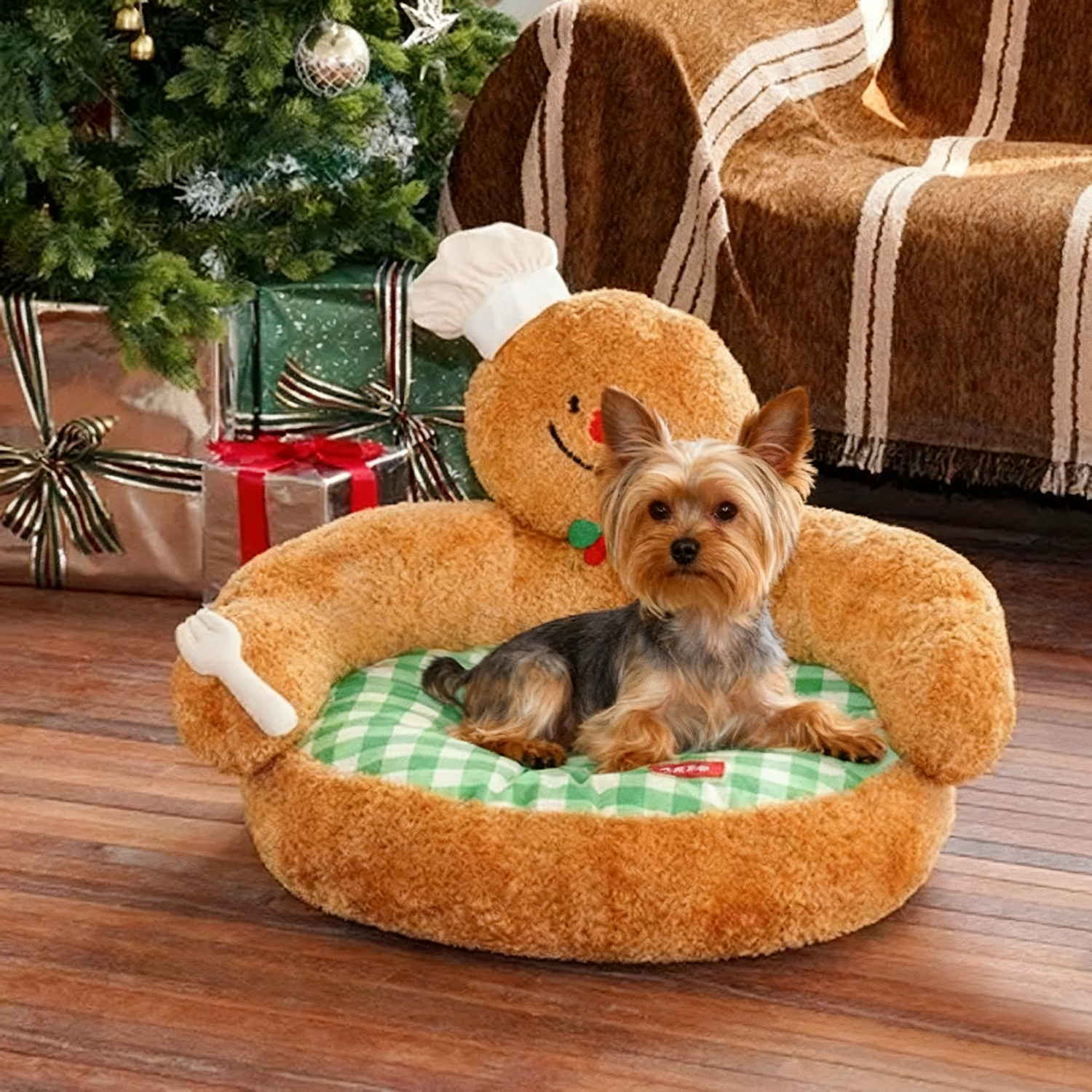 Gingerbread Hug Pet Sofa Bed | Cozy Christmas Couch for Cats & Dogs