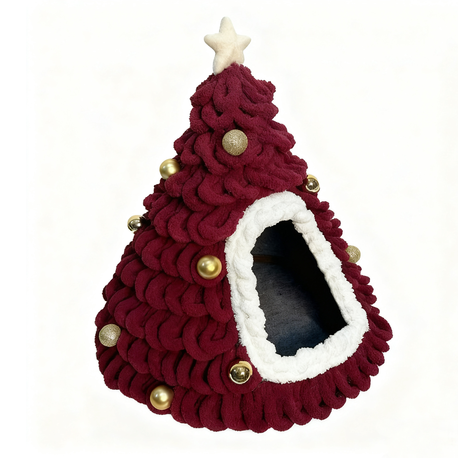 DIY Christmas Tree Cat House Kit – Felt Pet Bed with Ornaments | Build-Your-Own Christmas Hideaway for Cats & Kittens