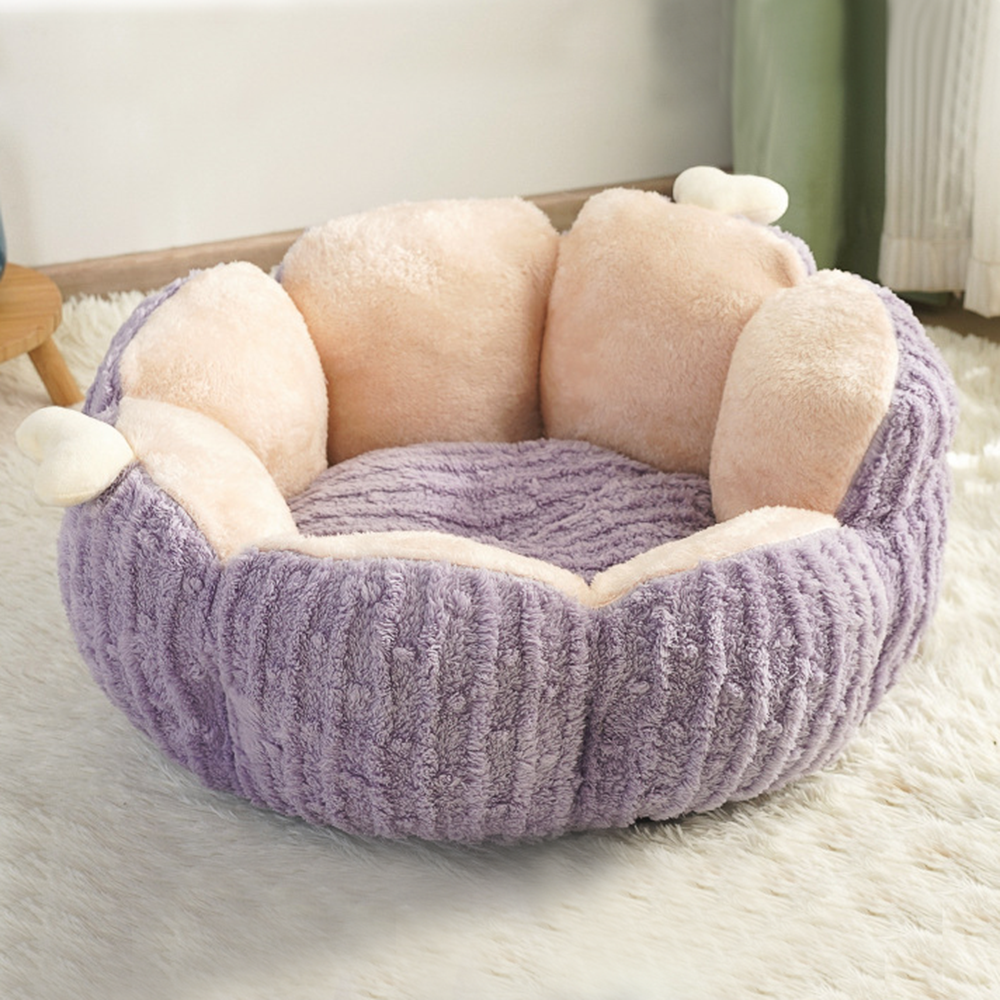 Cactus Blossom Plush Cat Bed – Cozy Wrap-Around Sofa Bed with Removable Cushion for Cats