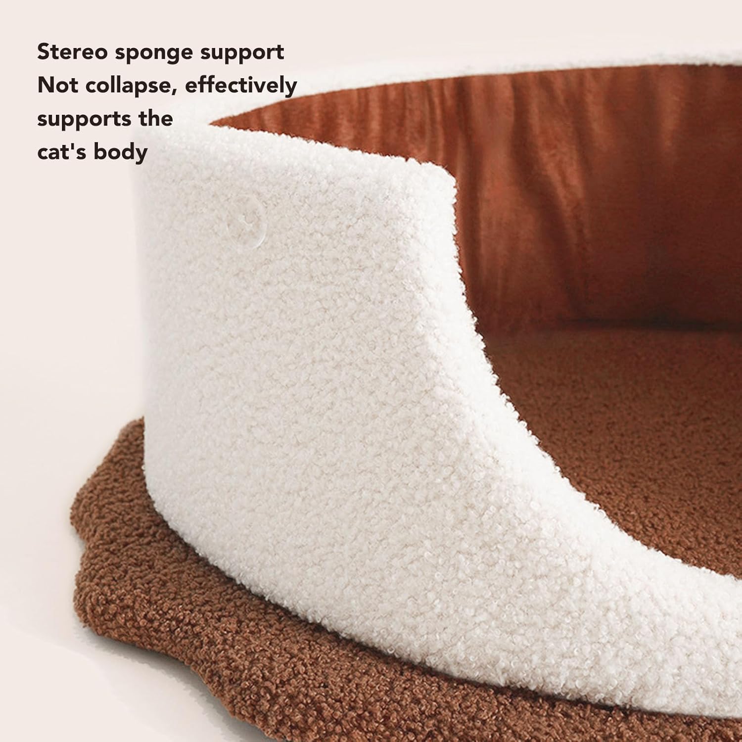 Biscuit-Shaped Enclosed Cat Bed – Warm Cozy Cave Bed for Indoor Cats & Small Dogs