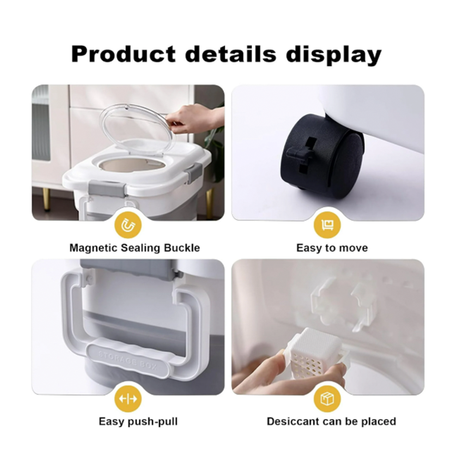 Collapsible Pet Food Storage Container with Wheels and Scoop – Airtight Bin for Dog, Cat & Small Animal Food