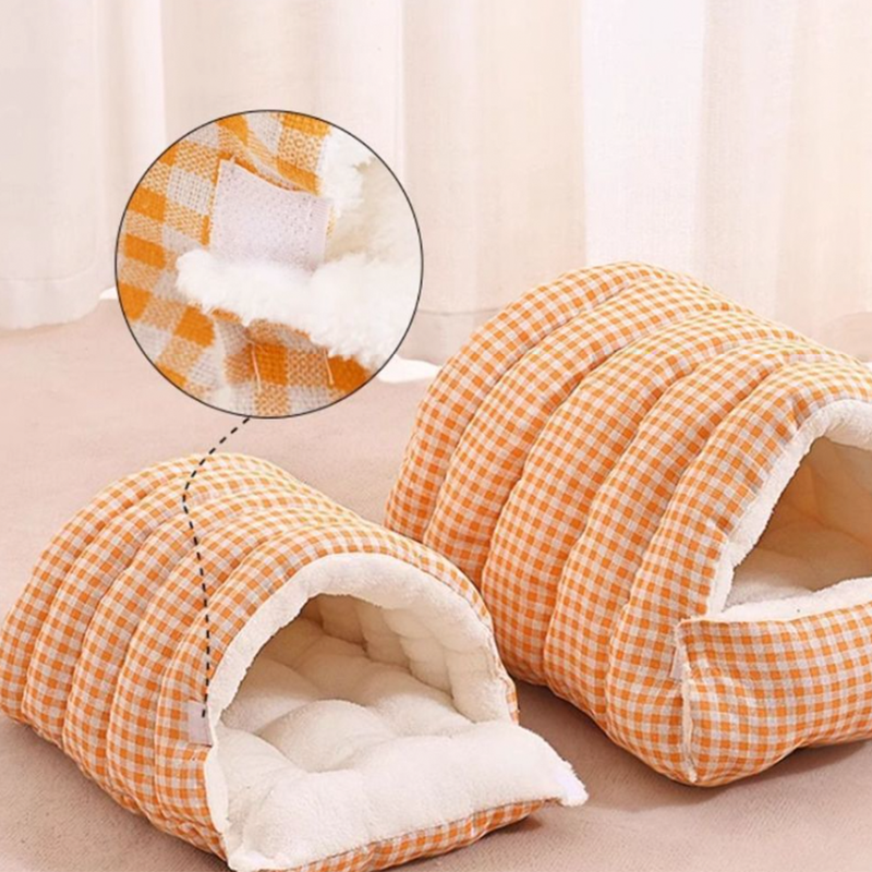 Winter Cozy 2-in-1 Pet Cave Bed with Removable Cushion – Warm Cat & Small Dog Nest