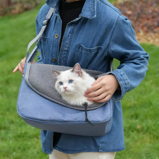 Breathable Oxford Pet Shoulder Carrier | Crossbody Sling Bag for Cats & Dogs