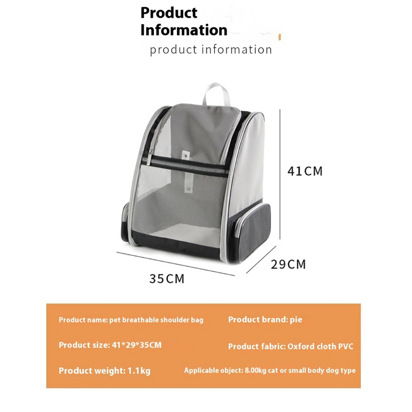 Breathable Pet Backpack Carrier for Cats and Small Dogs – Lightweight Travel Carrier with Mesh Ventilation