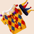 Load image into Gallery viewer, Clown Costume Cat Sweater with Pom-Poms – Warm Knitted Cat Outfit for Fall & Winter
