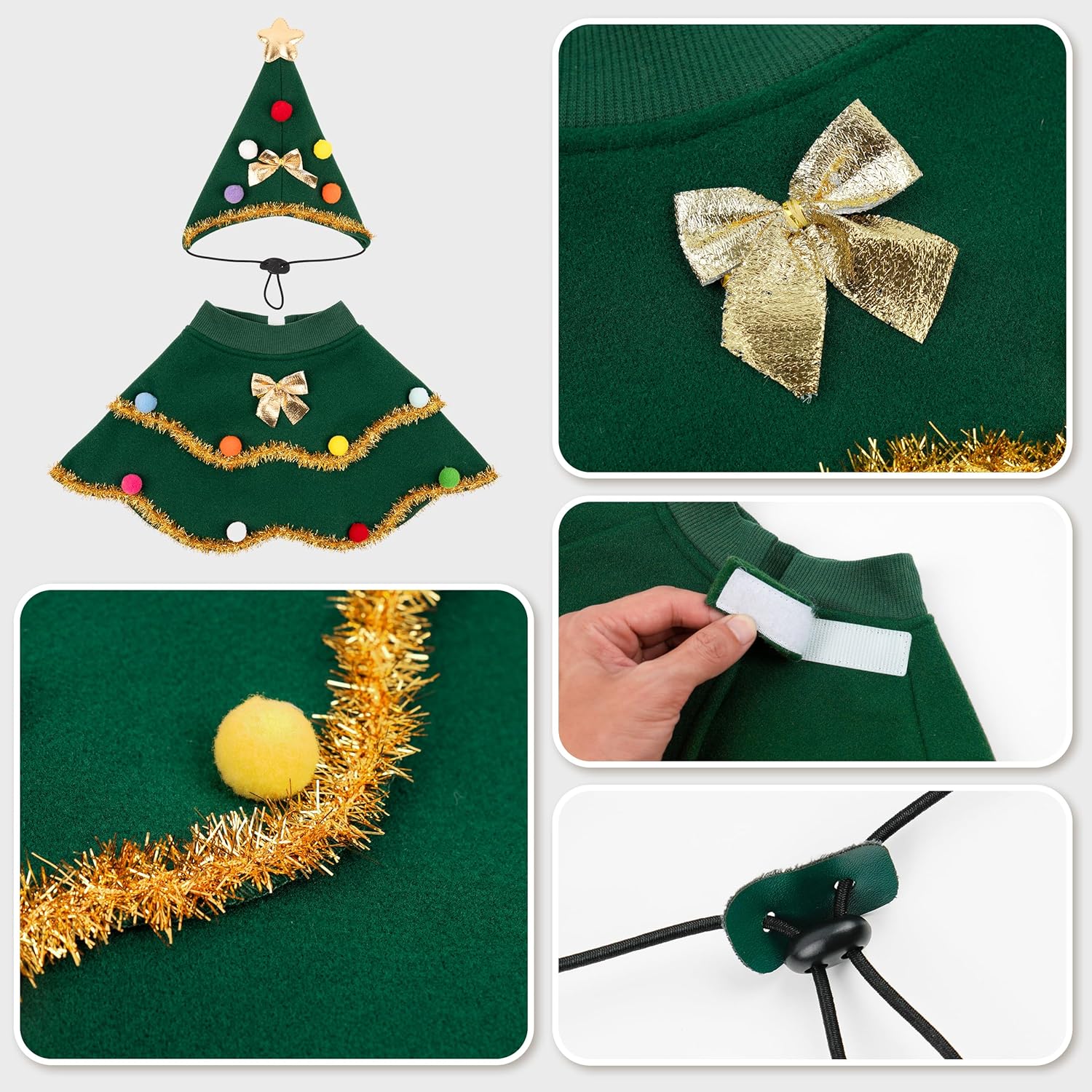 Christmas Tree Pet Costume – Cute Holiday Outfit for Dogs & Cats | Festive Christmas Pet Clothes (S–L)