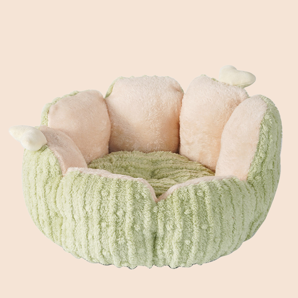 Cactus Blossom Plush Cat Bed – Cozy Wrap-Around Sofa Bed with Removable Cushion for Cats
