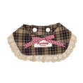 Load image into Gallery viewer, Brown plaid lace ruffle pet collar on white background for small dogs and cats

