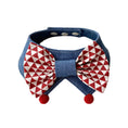 Load image into Gallery viewer, Red white diamond bow tie denim pet collar on white background for cats and dogs
