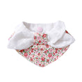 Load image into Gallery viewer, Floral bow pet collar bandana with white lace on white background for small dogs and cats
