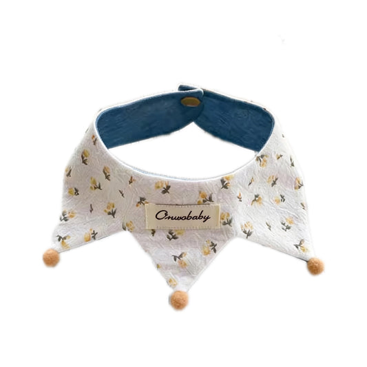 Floral reversible pet bandana collar on white background for small to medium dogs and cats