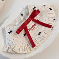 Load image into Gallery viewer, French ruffle red ribbon pet collar with bow pattern on decorative plate
