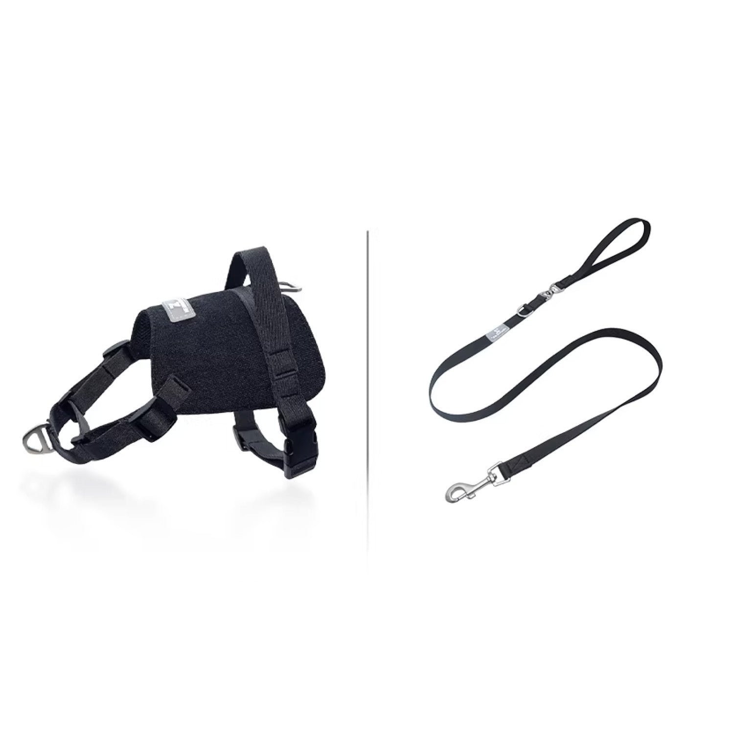 Black anti pull dog vest harness with adjustable leash set product shot