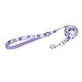 Load image into Gallery viewer, Blueberry print purple dog leash with metal clasp close-up
