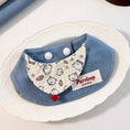 Load image into Gallery viewer, Blue denim cartoon print pet collar with structured shape on white plate
