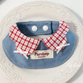 Load image into Gallery viewer, Classic red gingham bandana pet collar styled on white decorative plate
