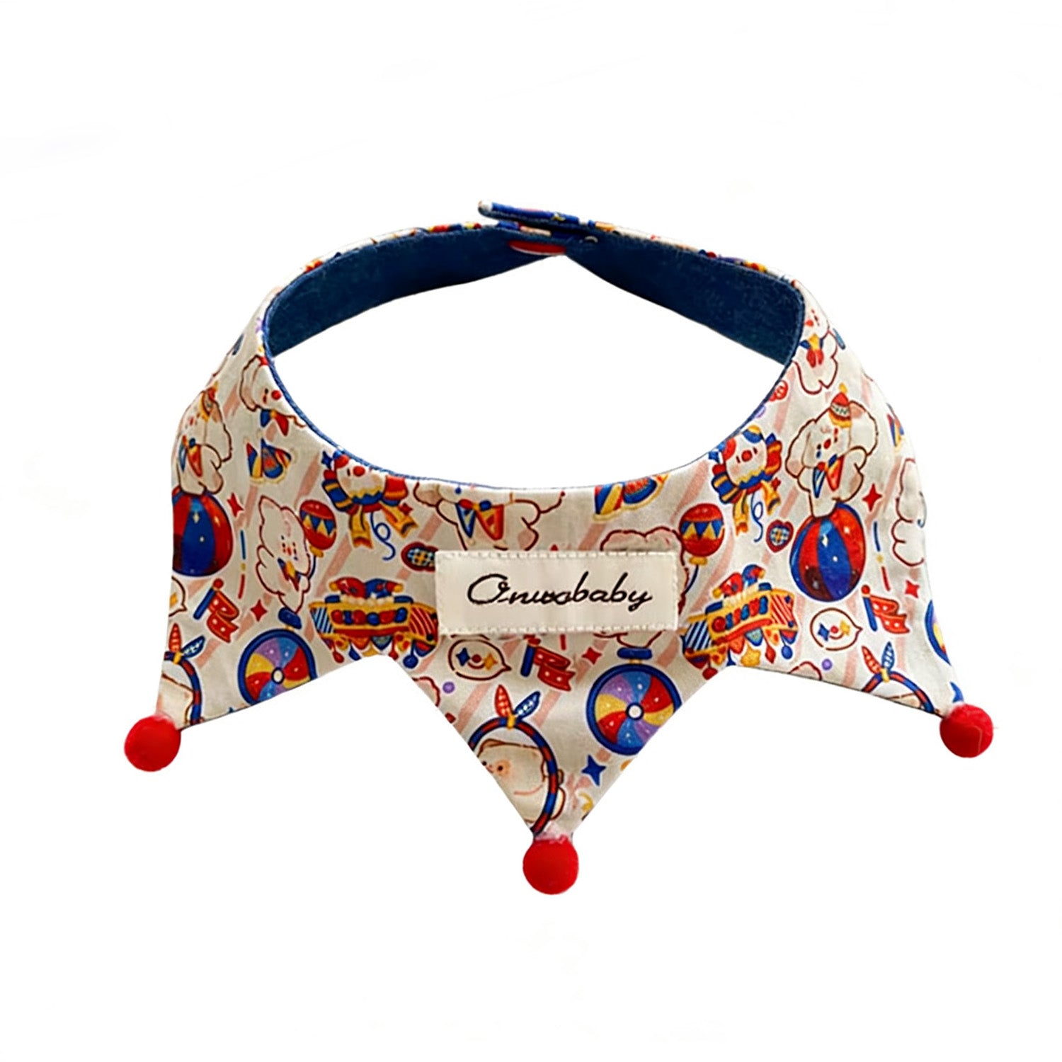 reversible cotton pet bandana collar circus pattern