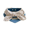 Load image into Gallery viewer, Floral bow denim pet bandana collar on white background for cats and small dogs
