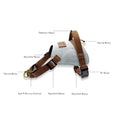 Load image into Gallery viewer, Anti pull dog harness structure diagram with labeled buckles and straps
