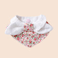 Load image into Gallery viewer, Floral bow pet collar bandana with white lace and delicate flower pattern for cats and dogs
