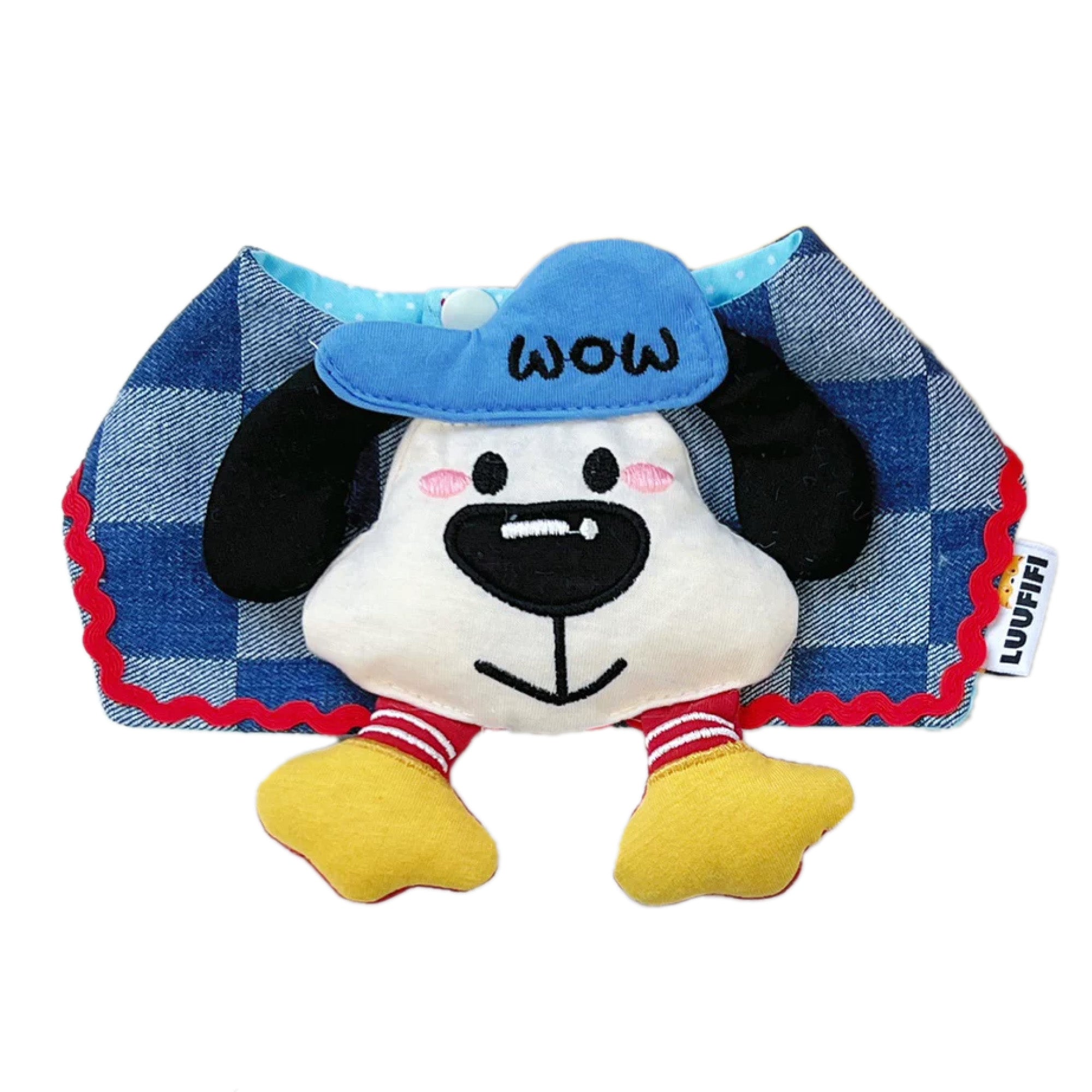GraviPaw WOW Pup Checker Denim Dog Bandana Bib – Detail View