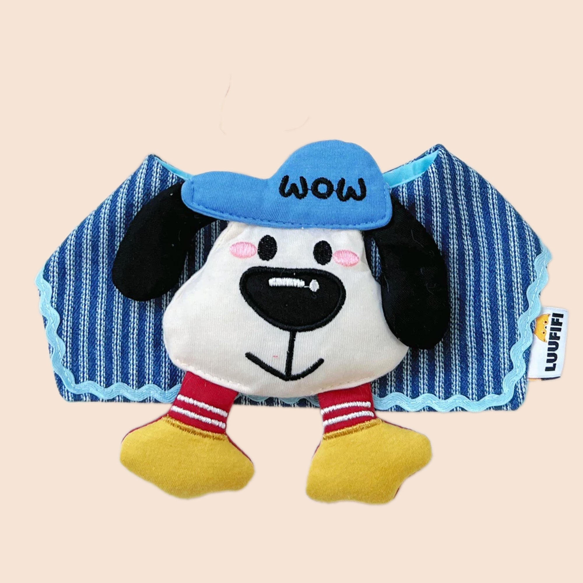 GraviPaw WOW Pup Stripe Denim Dog Bandana Bib – Detail View
