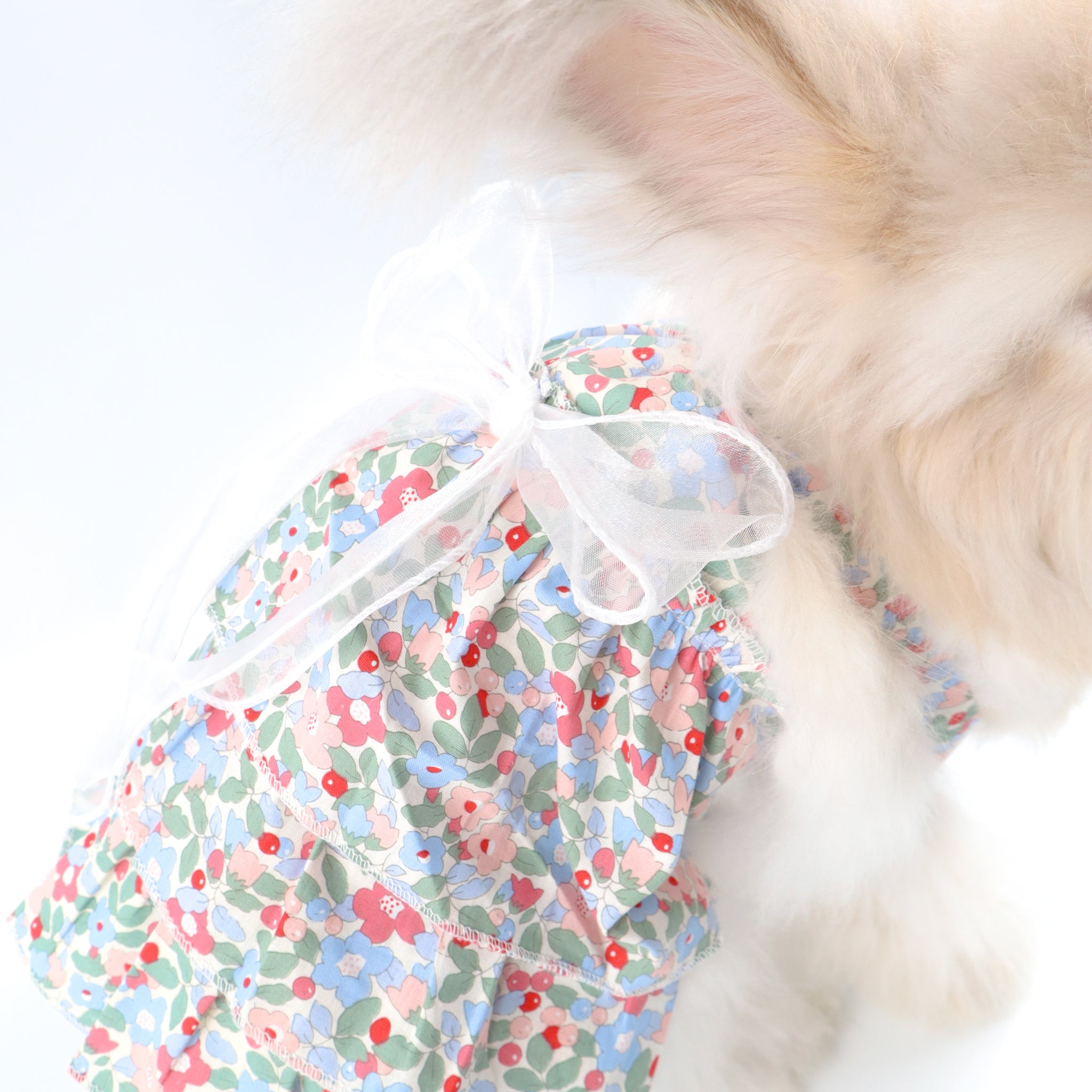 Layered Ruffle Floral Pet Dress – Rabbits, Cats & Small Dog Clothing
