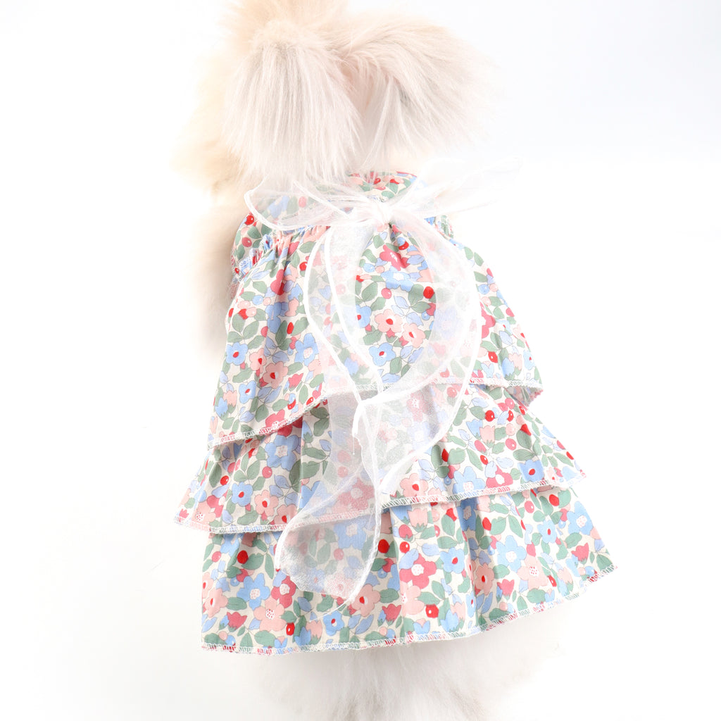 Layered Ruffle Floral Pet Dress – Rabbits, Cats & Small Dog Clothing