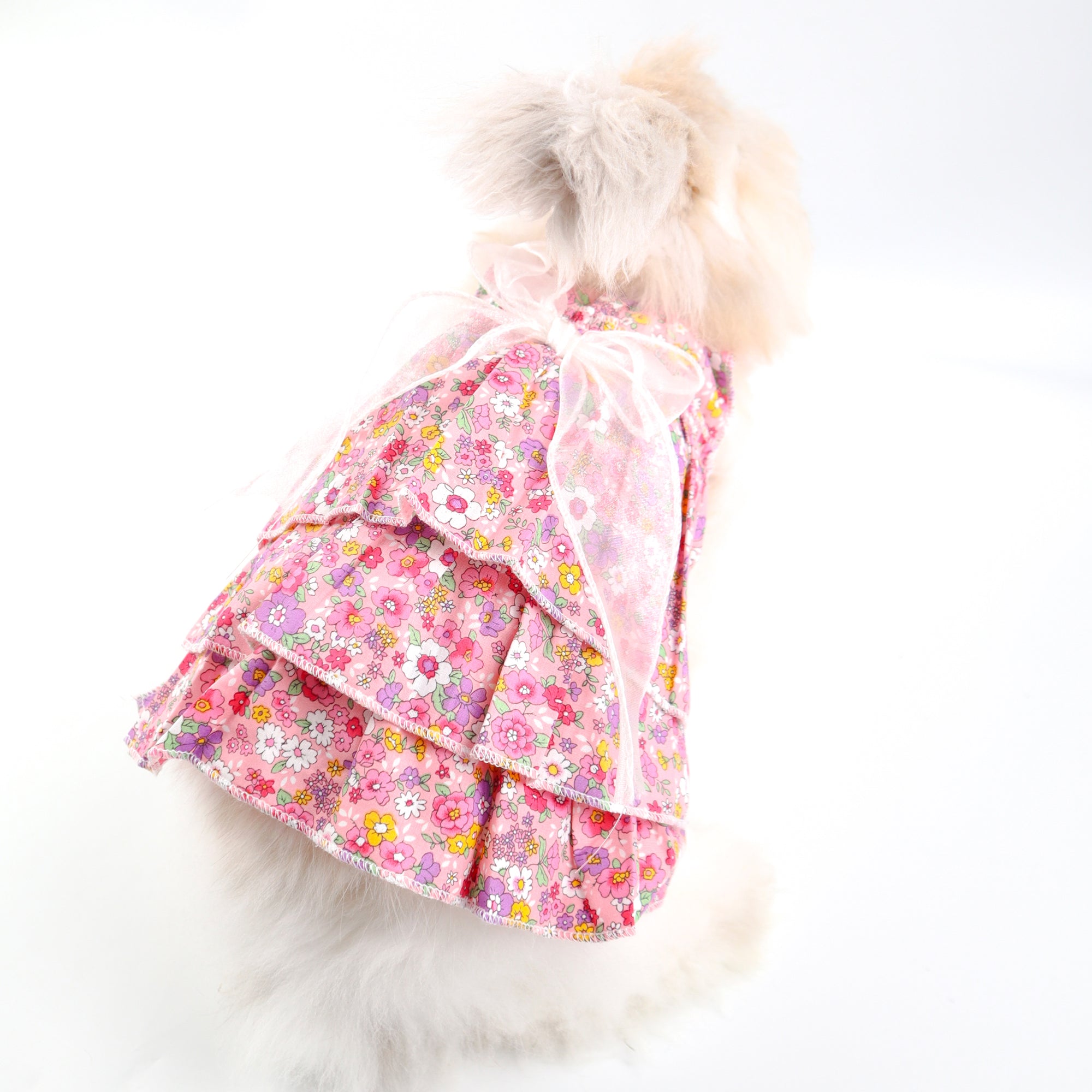 Layered Ruffle Floral Pet Dress – Rabbits, Cats & Small Dog Clothing
