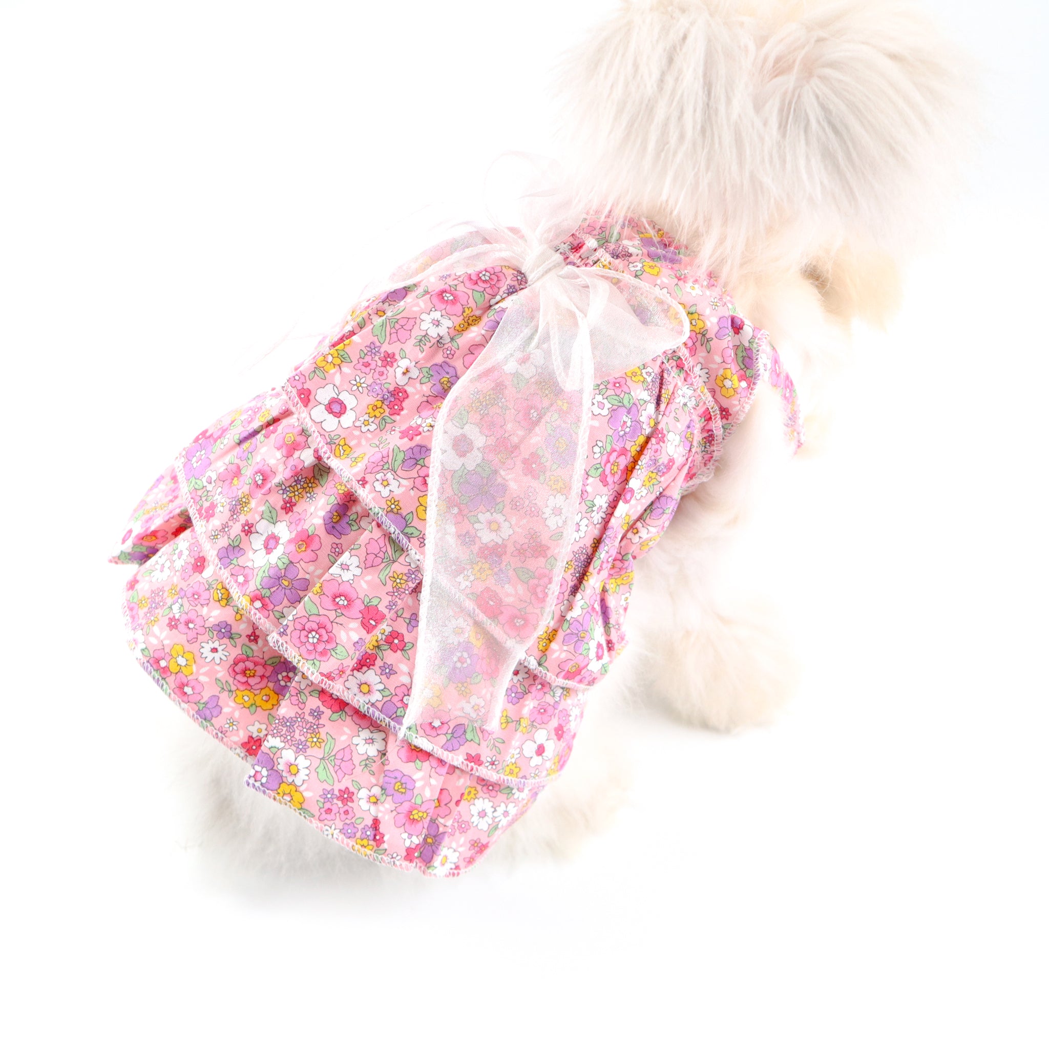 Layered Ruffle Floral Pet Dress – Rabbits, Cats & Small Dog Clothing