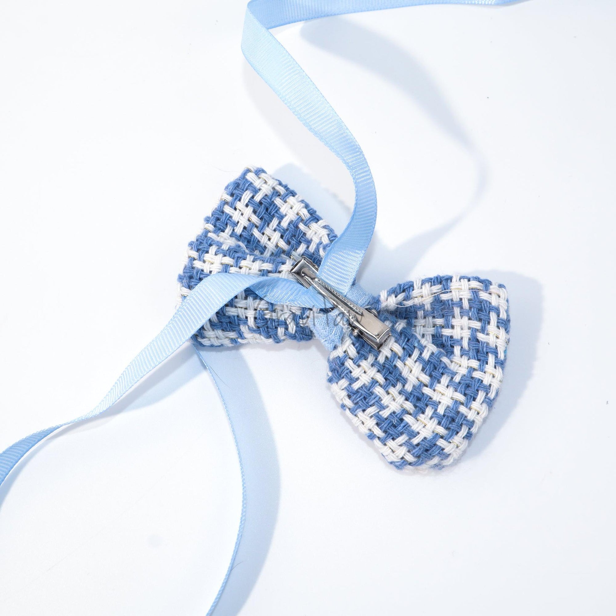 Blue Plaid Pet Dress with Bow