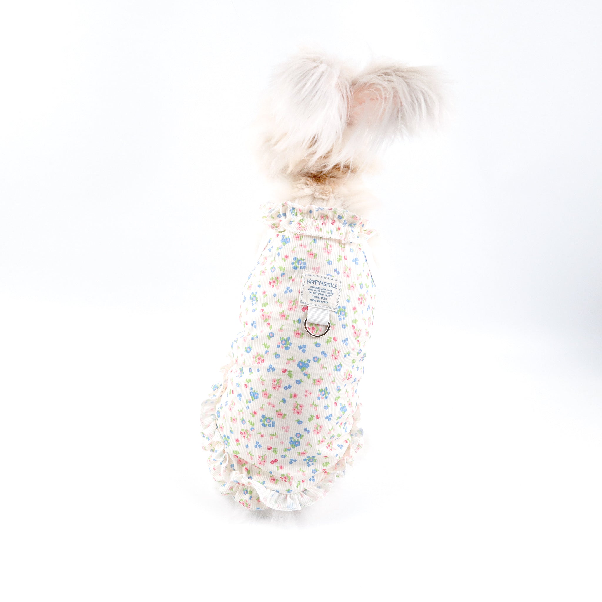 Floral Ruffle Pet Dress with Harness Ring – For Cats, Rabbits & Small Dogs